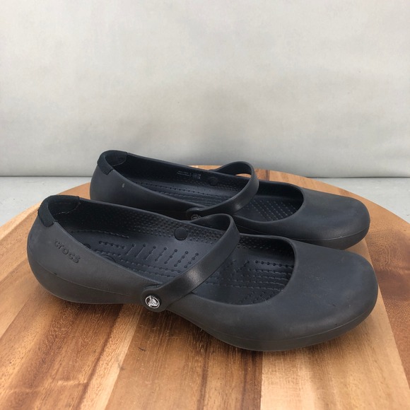 Crocs Alice Slip Resistant Mary Jane Black Flats Womens Size 9 Casual Work Shoes - Picture 1 of 8